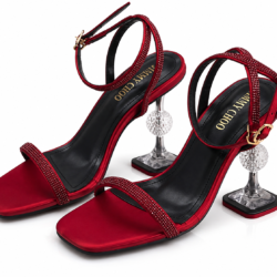 Black rhinestone Jimmy heels for women with elegant designer heel by ZeeZak