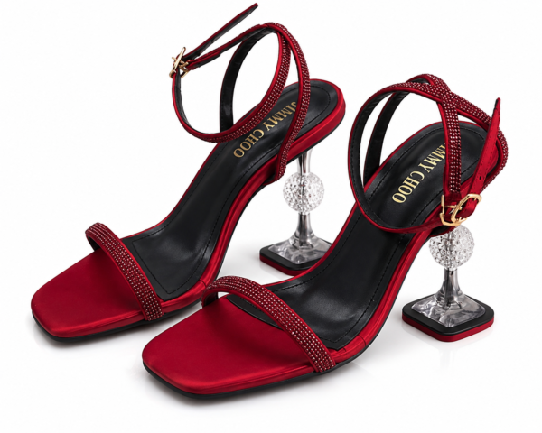 Black rhinestone Jimmy heels for women with elegant designer heel by ZeeZak