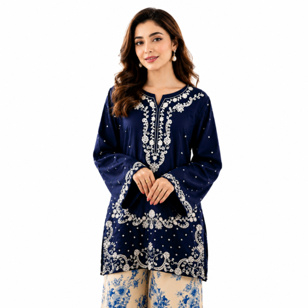 Malai Lawn Embroidered Shirt & Farshi Shalwar 2PC