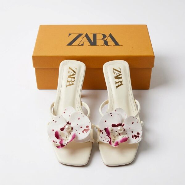 Zara Orchid Flower Flat Sandals For Women