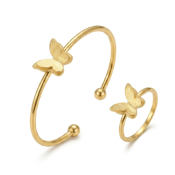 Fancy Clover & Butterfly Bangle and Ring Set for Women