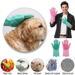 Silicone Washing Gloves with Scrubber