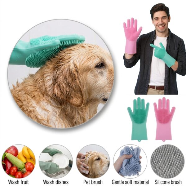 Silicone Washing Gloves with Scrubber