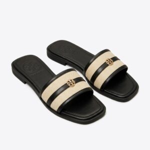 Tory Burch Style Designer Canvas Slide Sandals for Women