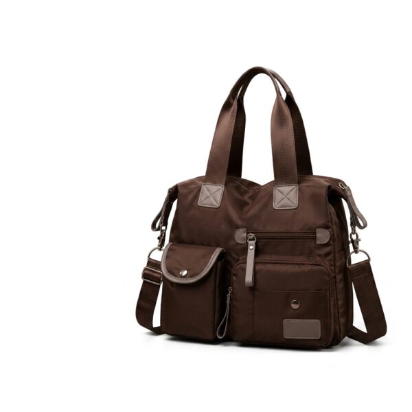Women’s Multi-Pocket Nylon Handbag with Shoulder Strap