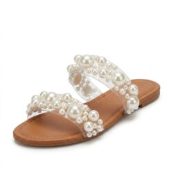 Zara Pearls Flat Sandals for Women